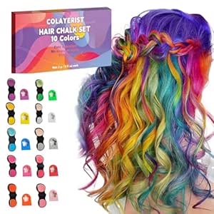 Washable Hair Chalk Set: 10PCS Colorful Temporary Dye Wax for Kids & Adults - Great Gift for 6-10 Year Old Girls