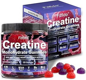 Muscle-Building Creatine Gummies 8000mg, Energy Boost, Faster Recovery, Vegan, Raspberry & Blackberry