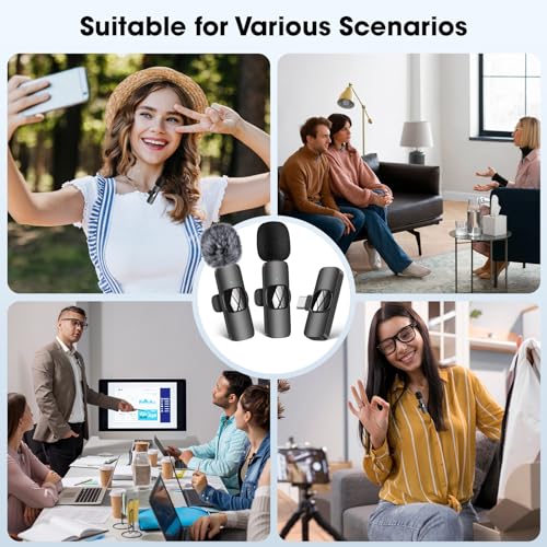 HMKCH Wireless Lavalier Mic for iPhone & Android - Noise Reduction, Crystal Sound - Video Recording, Vlogging