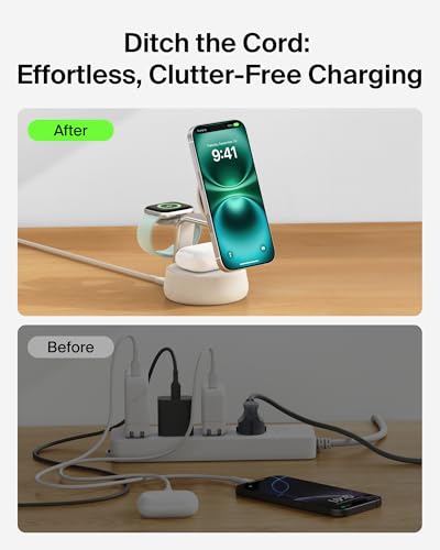 Belkin UltraCharge Pro 25W Magnetic Wireless Charger for iPhone, Apple Watch, AirPods - Qi2 Certified, Cooling Fan - Sand