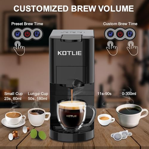 Nespresso Espresso Machine 4-in-1 for Pods & Capsules, 19 Bar Automatic, Black