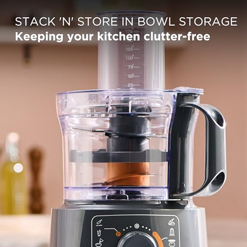 Kenwood MultiPro Compact Food Processor, Blending Blade, Kneading Function, Grey, 800W