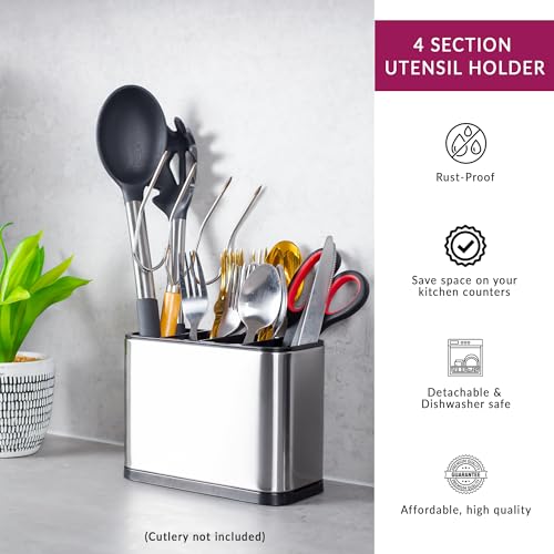 Innoteck Stainless Steel Cutlery Holder with 4 Compartments