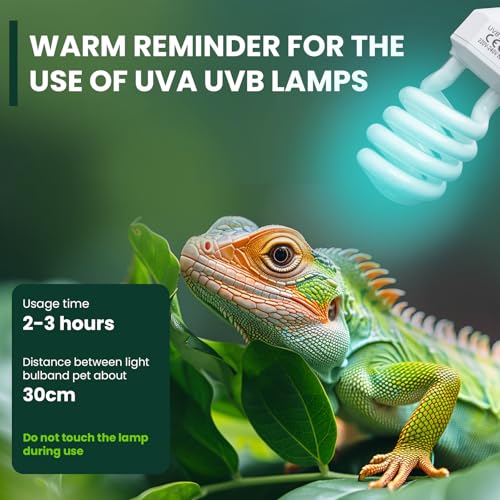 Bonlux 26W UVA UVB Light Bulb for Reptiles E27 Screw Base - Ideal for Amphibians, Snakes, Lizards, Turtles