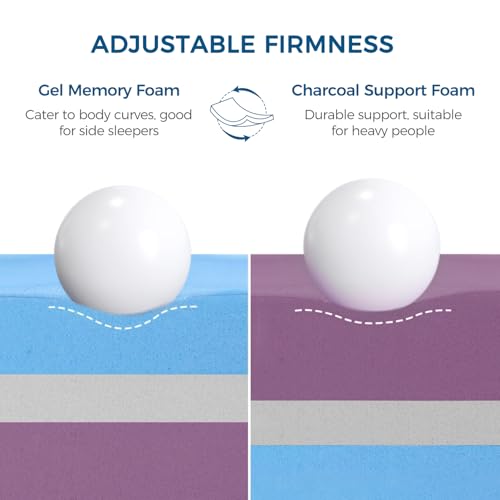 Inofia Sleep Gel Memory Foam Mattress Topper King 8CM - GELEX Bed Topper - Washable Cover - Pressure Relief - Sleep Cooler - Rest Easy