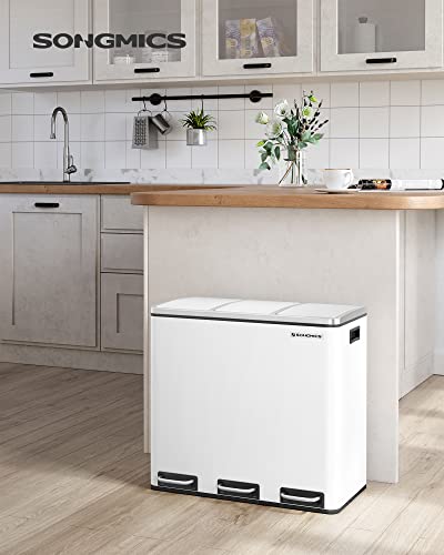 SONGMICS 3 x 18 inch Recycling Bin with Soft-Close Lids