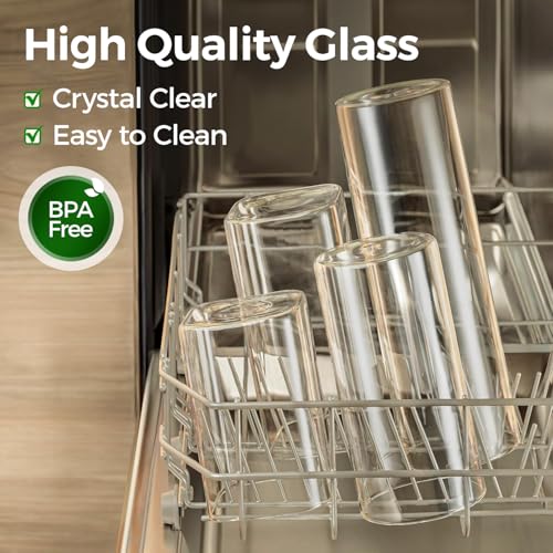 ComSaf Glass Storage Containers 1.1L, Set of 9 Bamboo Lids - Food Pantry Organizers for Flour Tea Coffee