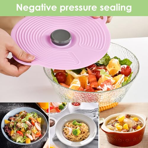 ZONJIE Silicone Lids Food Covers Set, Reusable Heat Resistant Microwave Covers for Bowls, Plates, Pans - Lock Tight Seal