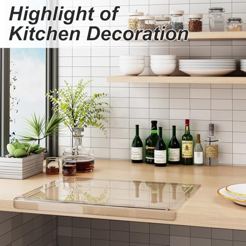 JJL Clear Acrylic Cutting Board 41x32 inch - Juice Groove, Lightweight, Hygienic - Ideal for Juicy Foods - Non-Slip, Easy to Clean