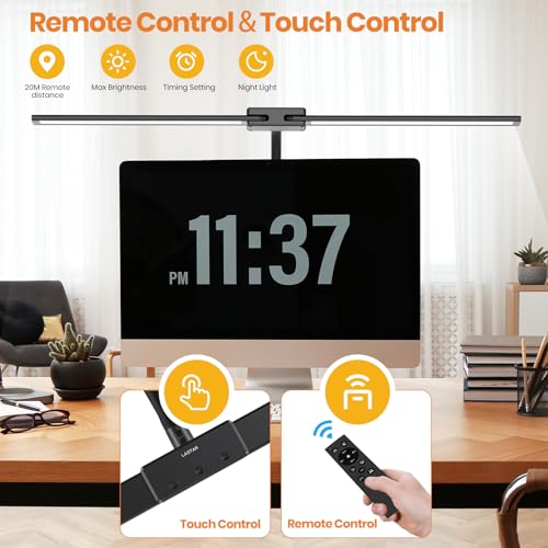 Lastar Architect Desk Lamp: Remote Control, 32.5" Double Head, Timer, 24W Bright Gooseneck for Home Office, Computer Reading