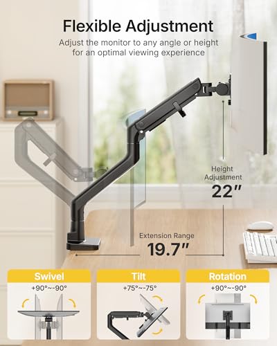 monTEK Heavy-Duty Monitor Arm: Ultra-Wide Curved Screen Mount