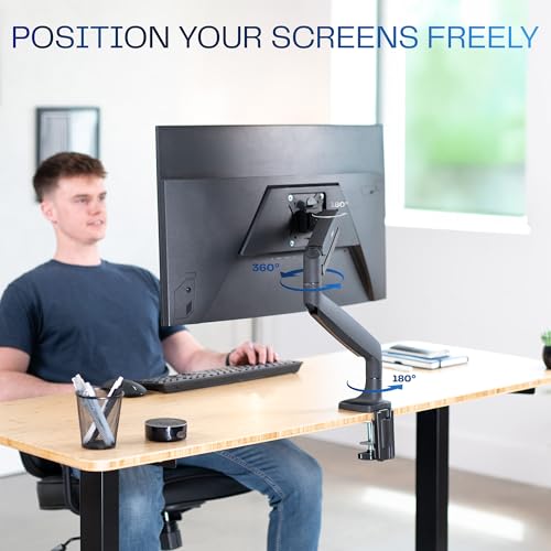 VIVO Aluminum Monitor Desk Mount Stand with Pneumatic Arm, 32" Screen, Height Adjustable