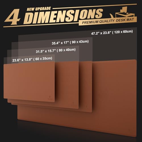 K KNODEL Large Leather Desk Mat - Mouse & Keyboard Pad - Desktop Protector - Writing Blotter - Brown, 80x40cm