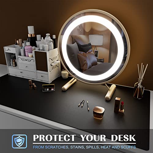 K KNODEL Large Leather Desk Mat - Mouse & Keyboard Pad - Desktop Protector & Cover - Writing Pad & Blotter - 80x40cm - Black