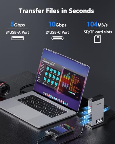 WAVLINK Laptop Docking Station: 3 HDMI, USB C, Triple 4K60Hz Display, 100W Charging, Mac/Windows, 2DP, 5 USB, Ethernet, Audio/Mic