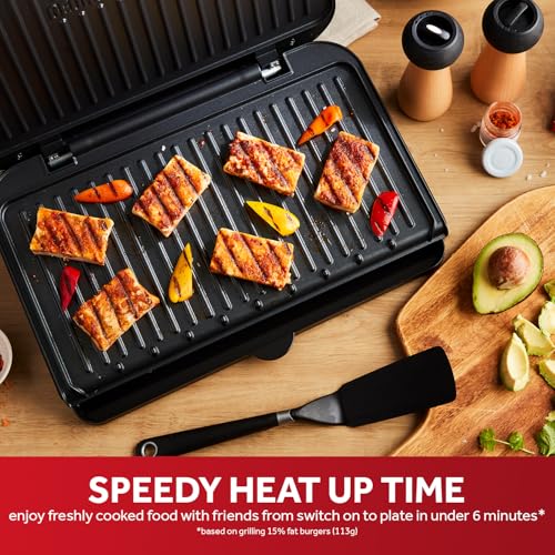 George Foreman Electric Fit Grill: Non-Stick Healthy Griddle Panini BBQ - Black, 2400W