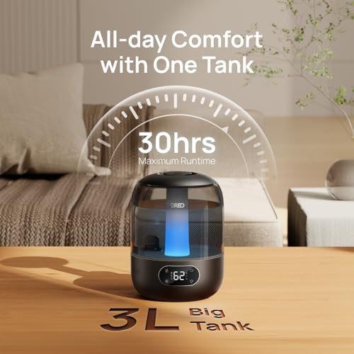 Dreo Bedroom Humidifier: Quiet Cool Mist, 30H Runtime, Essential Oil Diffuser