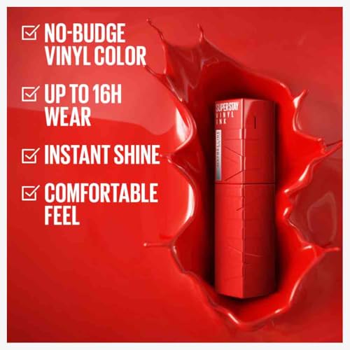 Maybelline Vinyl Ink Liquid Lipstick, Long-Lasting Shine, Vegan, 16h Wear, Smudge-Free - Shade 20 Coy