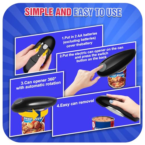 Brand Electric Can Opener: One-Touch Automatic, Safe for Arthritic Hands, Easy Kitchen Use