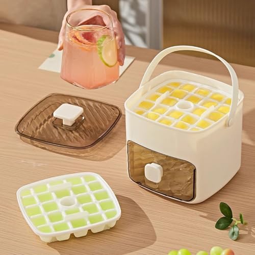 Ice Cube Maker: Quick Release Tray, Push Lever, 48-Cube Silicone Mould - Cocktails, Coffee, Juice