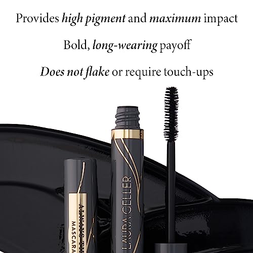 LAURA GELLER Waterproof Lengthening Mascara in Black - Defining, Curling, Buildable Formula - Innovative Brush - Eye Makeup