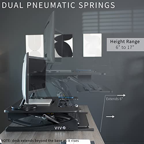 VIVO Height Adjustable Stand Up Desk Converter, Dual Monitor Riser Workstation, Black, V Series