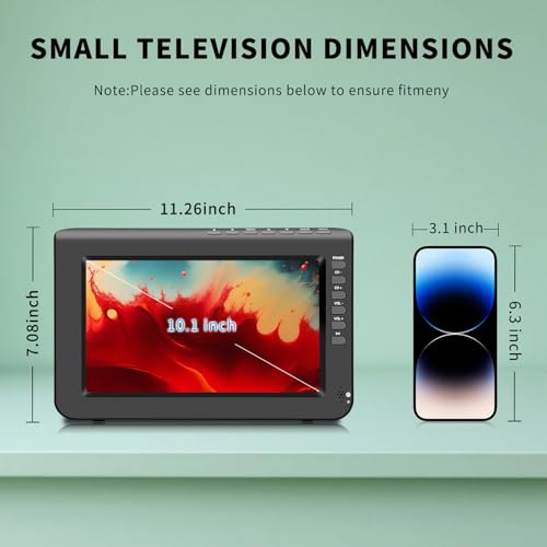 ZOSHING 10.1" Portable TV: Freeview-Digital, 720P Screen, USB, HDMI/AV - Mini Camping/Kitchen/Caravan