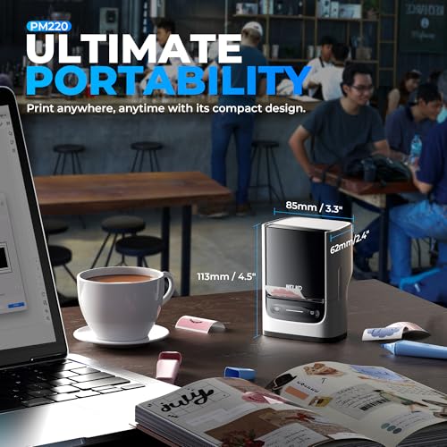 Nelko PM220 Bluetooth Label Printer: Portable 2 Inch Maker for iOS & Android - Clothing, Retail, Barcode - White Home Use