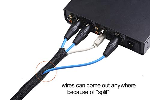 Alex Tech Cord Protector 10ft - 1/2 inch Split Sleeving for USB Power Cord, Audio Video Cable - Protects from Chewing - Black