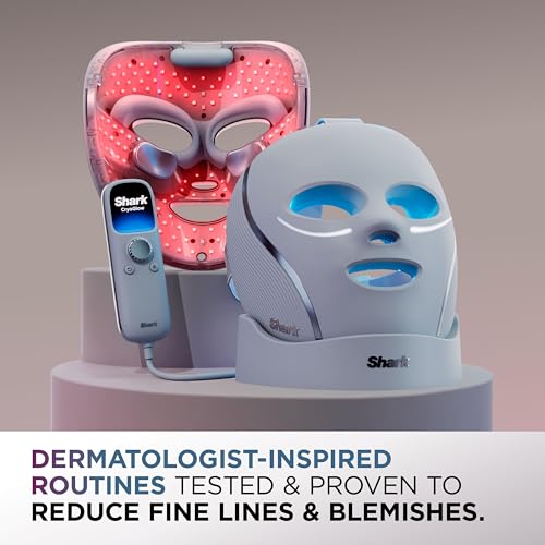 Shark CryoGlow LED Face Mask: Anti-Ageing & Blemish Repair, Red & Blue Light Therapy, USB-C, Remote Control