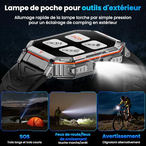 Brand Military Smart Watch: GPS/Compass, Voice Assistant, HD Display, Bluetooth Calling, Fitness Tracker - Android/iOS (Black)