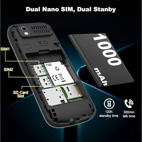 USHINING 4G Mobile Phone: Dual Nano SIM, 1.8 inch LCD Screen, Bluetooth, FM Radio, Torch - Green