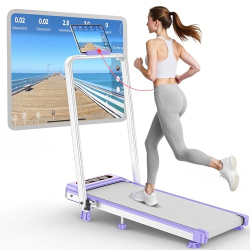 Upgrade Foldable Treadmill: Low Noise, 9% Incline, Handle Bar, 4-in-1 Portable Walking Pad for Home/Office, 350Lbs, APP Control