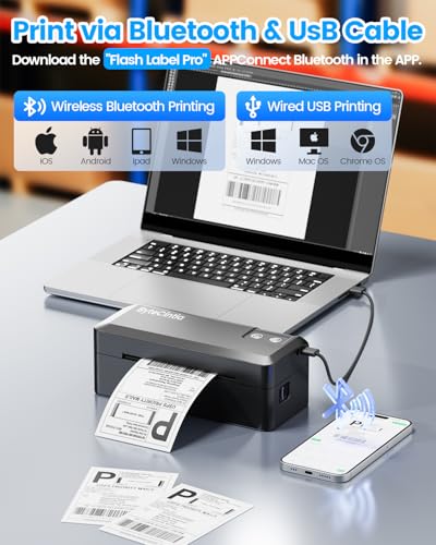 ByteCintia 4x6 Thermal Label Printer for Small Business - Bluetooth, Android/iOS/Windows/Mac - Amazon, eBay, Shopify, Etsy Compat.
