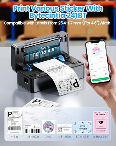 ByteCintia 4x6 Thermal Label Printer for Small Business - Bluetooth, Android/iOS/Windows/Mac - Amazon, eBay, Shopify, Etsy Compat.