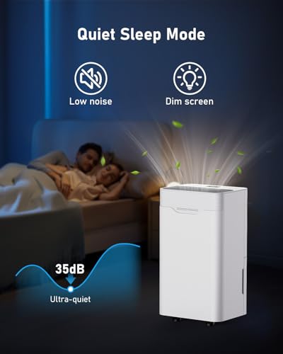 Brand 12L Dehumidifier: Continuous Drainage, Humidity Display, 3 Modes, 24H Timer - Quiet Compression for Home, Clothes, Basement
