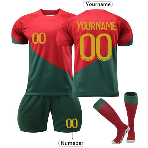 Personalized Portugal Football Kit for Kids & Adults - Custom Name Number Shirt Set - Ideal Gifts for Boys & Men
