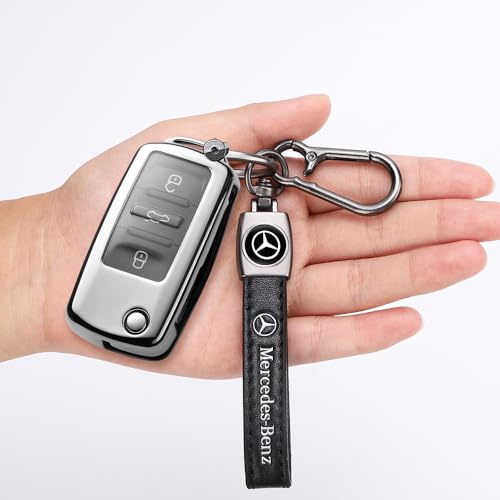 Mercedes-Benz Tire Valve Caps & Keyring Set, 4 Pcs, Black