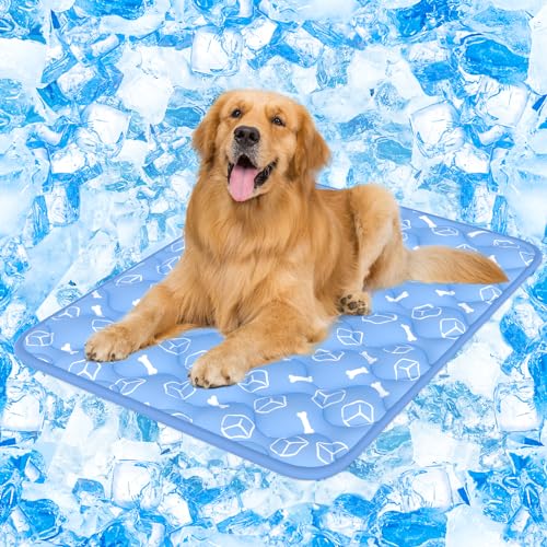 Rywell Dog Cooling Mat 2.0 - Thicken, Waterproof, Color Changing - For Extra Large Dogs - Summer Pet Cooling - Washable & Non-Toxic