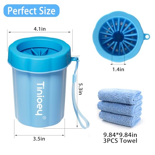 Tinioey Dog Paw Washer Cleaner for Muddy Paws, 3 Towels - Dog Walking Accessories
