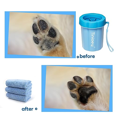 Tinioey Dog Paw Washer Cleaner for Muddy Paws, 3 Towels - Dog Walking Accessories