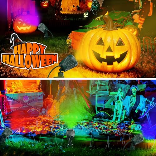 Outdoor Halloween Spotlights: Plug-in Christmas Lights with Color Lenses - IP65 Waterproof, Garden Decoration - 2 Pack