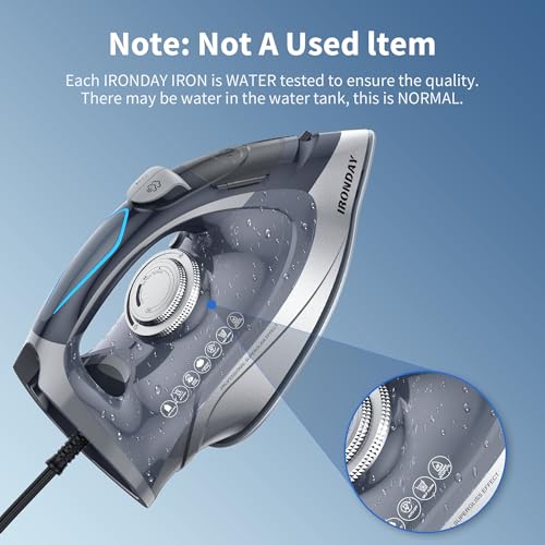 Brand Steam Iron 1700W: Rapid Heating, Burst of Steam, Non-Stick Ceramic Soleplate, Auto shutoff, Anti-Drip, Self-Cleaning