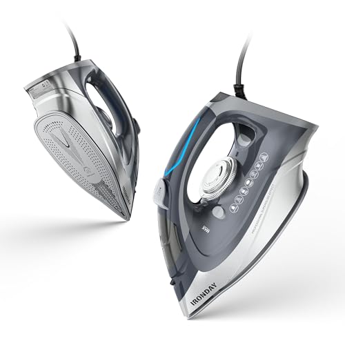 Brand Steam Iron 1700W: Rapid Heating, Burst of Steam, Non-Stick Ceramic Soleplate, Auto shutoff, Anti-Drip, Self-Cleaning