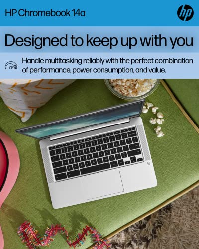 HP Chromebook 14 Laptop, Intel Celeron, 4GB RAM, 64GB eMMC, 14" HD, Chrome OS, Thin Design, 4K Graphics, Long Battery Life