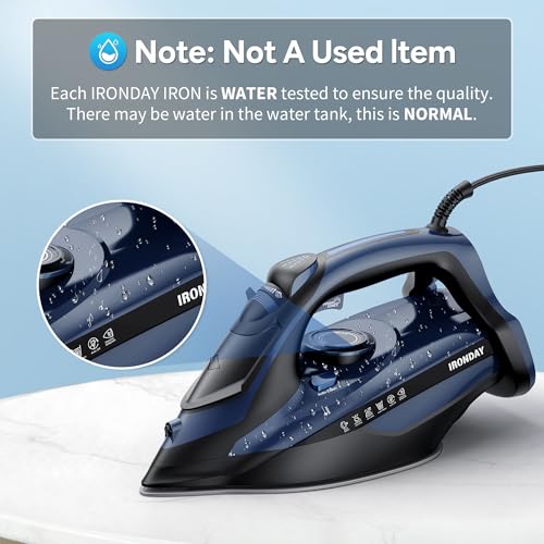 Fast Heating 1700W Steam Iron: Precision Thermostat, Ceramic Soleplate, Auto shutoff - Burst Steam, Self-Cleaning - Ironing Clothes at Home