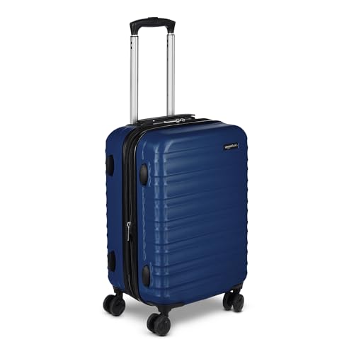 Amazon Basics Hardside Carry-On Luggage 21 inch, Expandable, Scratch-Resistant, Multi-directional Wheels, Navy Blue