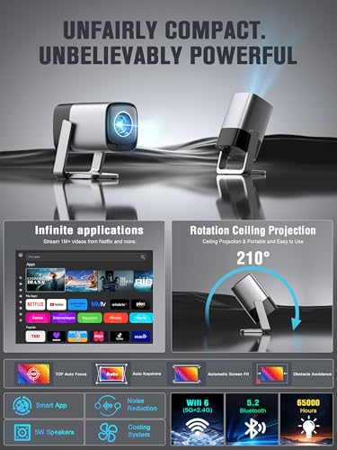 XuanPad Mini Smart Projector 1080P WiFi Bluetooth 3D Audio