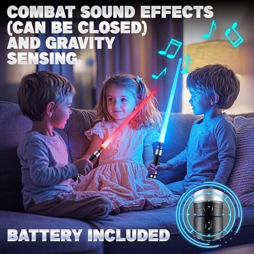 Star Wars 2 Pack Light Up Saber with Sound, 7 Colors, Retractable Sword - Ideal for Halloween & Xmas Parties