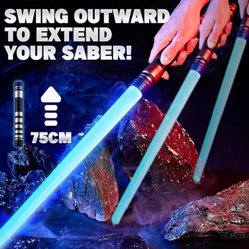Star Wars 2 Pack Light Up Saber with Sound, 7 Colors, Retractable Sword - Ideal for Halloween & Xmas Parties